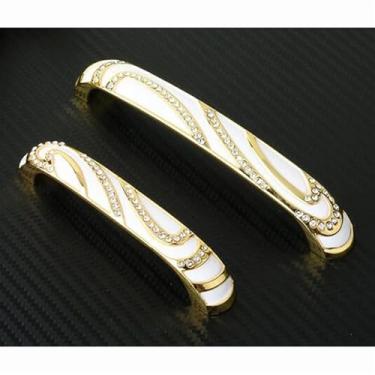 Imagem de CXYFQUUK Puxador de diamante de vidro de cristal dourado de 128 mm para puxador de móveis, gaveta, guarda-roupa, armários de cozinha, puxadores de porta de armário, 2 peças