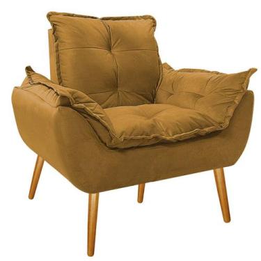Imagem de Poltrona Opala Palito Mel Suede Mostarda - Doce Sonho Móveis