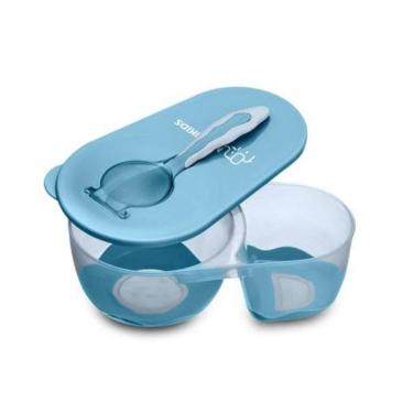 Imagem de Prato Fundo Com Divisória E Colher Azul - Multikids