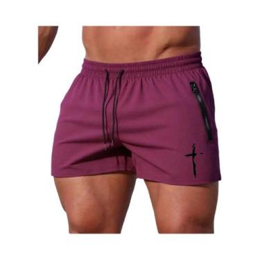 Imagem de Calções De Natação Masculinos De Verão Com Estampa Cruzada, Shorts De 