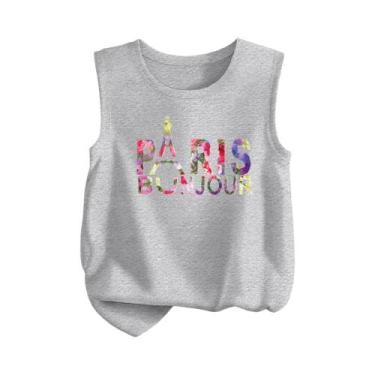 Imagem de Camiseta Regata Infantil Com Estampa De Desenho Animado, Torre Eiffel,