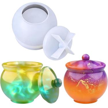 Imagem de 1 conjunto de moldes de resina de silicone premium para fazer jarras – com tampa e corpo, moldes flexíveis para artesanato em epóxi DIY e joias de resina