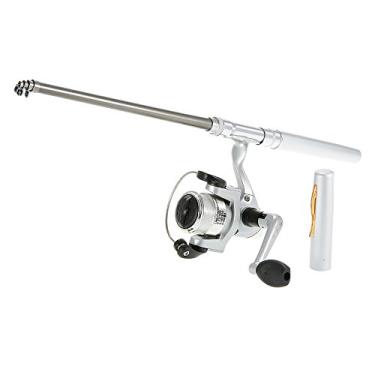 Imagem de Vara de Pesca com Molinete em Caneta Bolso Alumínio Aço Inoxidável Compacta Leve e Portátil para Entusiastas Inclui Controle Arrasto Parada Ratchê Ideal Colecionadores
