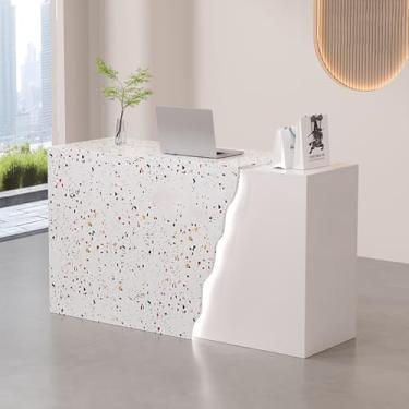 Imagem de Mesa de recepção, mesa de recepção, mesa de recepção com balcão, mesa de recepção moderna, mesa de recepção pequena, recepção, balcão de recepção frontal, mesa de recepção em pé, balcão de salão de