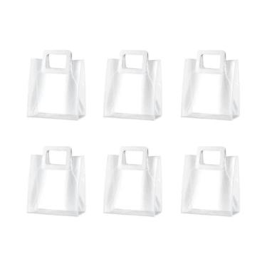 Imagem de Sacolas De Presente De PVC Transparente Com Alças Brancas 1-6 Peças Sa