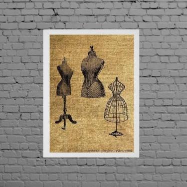 Imagem de Quadro Modelos Manequim De Costura 45X34Cm Moldura Branca