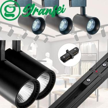 Imagem de Kit Spot Eletrificado 10W + Trilho Linear 1 Metro Led Branco Preto Bra