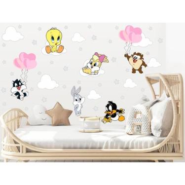 Imagem de adesivo de parede looney tunes cute baby piu piu frajola meninas perna