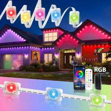 Imagem de Luzes De Cordão LED Inteligentes RGB Para Exterior 60M Com Controle Po