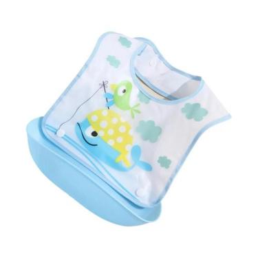 Imagem de Babador Impermeável Para Bebê Com Bolso 3D Removível Para Alimentos, B