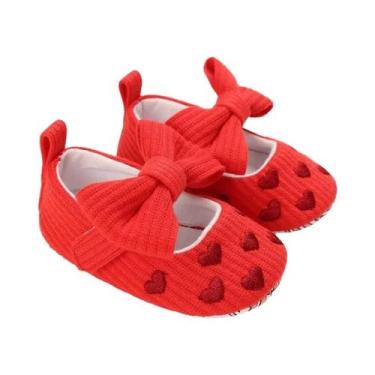 Imagem de Sapatos De Bebê Com Sola De Tecido Antiderrapante Vermelha Para 0-1 An