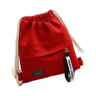 Imagem de Mochila De Lona Unissex Com Cordão, Bolsa Casual Portátil Para Viagem 