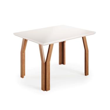 Imagem de Mesa de jantar 120cm com Tampo MDP e Vidro Atlas Madetal - Mel/Nude/Nude