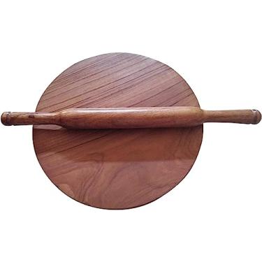 Imagem de Tanish Trading Rolo de massa Chakla Belan de madeira para pão Rotis/Chapati/Naan (chakla, tábua redonda)