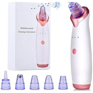 Imagem de Removedor de cravos 2023, aspirador de pó elétrico, extrator de cravos, limpador de poros, kit de remoção de cabeça branca, extrator de poros com sucção também com 5 cabeças de sucção diferentes