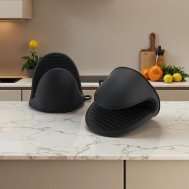 Imagem de Luvas de microondas resistentes ao calor, luvas de silicone antiderrapantes para recipientes de pratos quentes, tigelas, luvas de segurança de cozinha flexíveis e duráveis