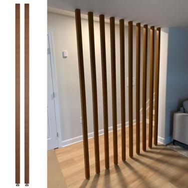Imagem de Divisória de madeira moderna - ripas do chão ao teto, divisória de parede elegante para sala de estar, escritório e restaurante, coluna de decoração oca (2 peças, 155 cm/61 pol)
