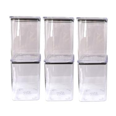 Imagem de Kit 6 Potes Herméticos 1,1L Empilháveis em Acrílico para Armazenar Alimentos, Organizador de Cozinha e Dispensa