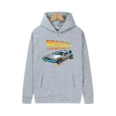 Imagem de Hoodie Retro Com Estampa De Carro DeLorean Para Homens, Manga Longa, C