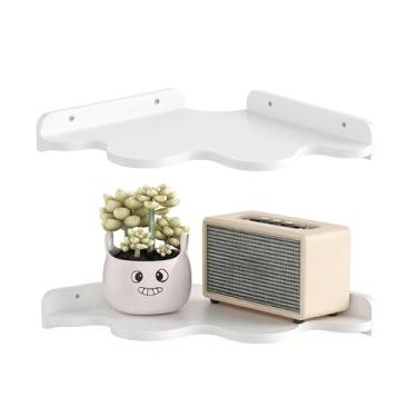 Imagem de Prateleira de parede de canto | Rack de armazenamento de nuvem de canto - Prateleira montada na parede para quarto, banheiro, quarto, sala de estar, cozinha, escritório, berçário, lavanderia