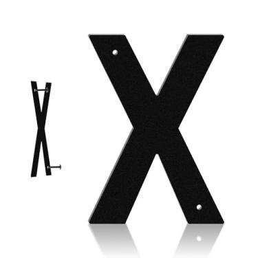 Imagem de Placas de endereço externas de metal preto de 12 cm com números e letras, números de endereço modernos à prova d'água e à prova de ferrugem, adequados para uso em caixas de correio, portas e