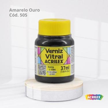 Imagem de Verniz Vitral Tinta Para Vidro com 37ML cor AMARELO OURO cód. 505 - AC