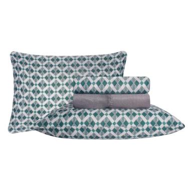 Imagem de Jogo De Cama Duplo Casal 4 Peças 140 Fios 250x220cm Cael Realce Premium - Sultan