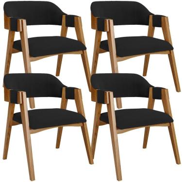 Imagem de Kit 04 Cadeiras Para Sala De Jantar E Estar Living Estofada Suran L02 Bouclê Preto - Lyam