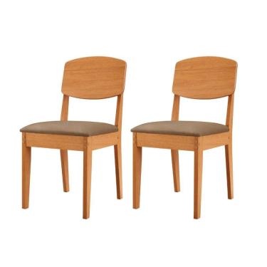 Imagem de Conjunto Com 2 Cadeiras MDF Copper Para Sala De Jantar Moderna Veludo Capuccino/Naturalle