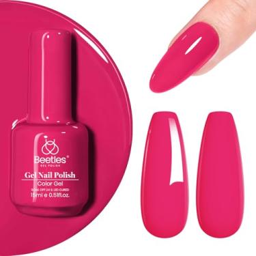 Imagem de Esmalte de gel rosa Beetles - Wild Tulips esmalte de gel rosa choque, 15 ml/0,51Fl Oz cor neon, lâmpada UV LED de imersão para unhas, salão de manicure de longa duração, faça você mesmo, unhas de dia