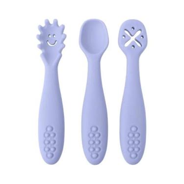 Imagem de Conjunto De Colher E Garfo De Silicone Para Bebês 3PCS Utensílios De A