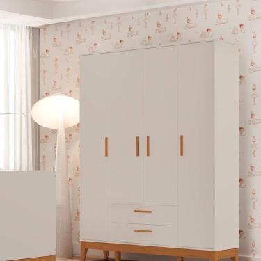Imagem de Guarda-roupa para Quarto de Bebê 4 Portas Flip Areia Fosco
