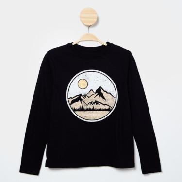 Imagem de Camiseta Infantil Manga Longa Hering Casual Menino, Preto, 6A