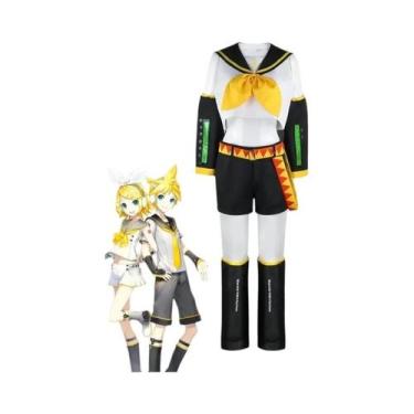 Imagem de Fantasia De Cosplay Vocaloid Rin Len Amarela, Uniforme De Marinheiro P