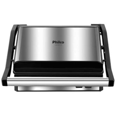 Imagem de Sanduicheira e Grill 2 em 1 Inox Chapa 22x14 Antiaderente Maxx Clean Abertura 180° Philco