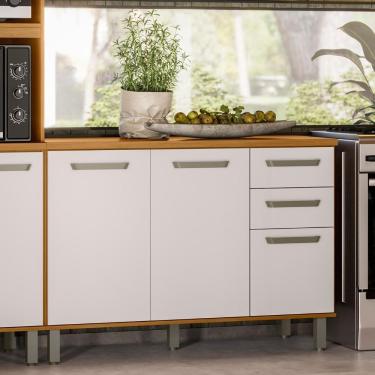 Imagem de Balcão De Cozinha E Tampo 120cm Rita Freijó/off Acetinado Z44 - Mpozenato