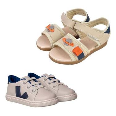 Imagem de Kit Sandalia Masculina Infantil Planeta Tenis Casual Menino - Mimoflex
