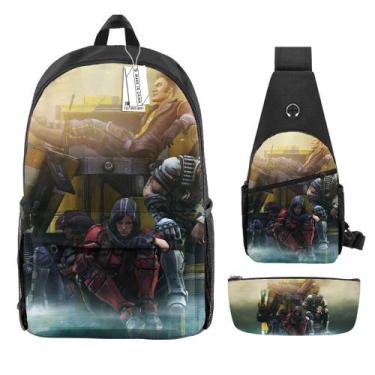 Imagem de Mochila escolar Borderlands Anime, conjunto de 3 peças para crianças -