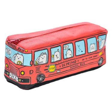 Imagem de Estojo para lápis Bus Cartoon Anime de poliéster de grande capacidade 