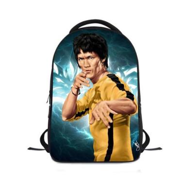 Imagem de Mochila escolar infantil Bruces Lees com impressão 3D Oxford 24x12x30c