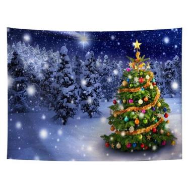Imagem de Tapeçaria, decoração de parede de árvore de Natal, 150x130cm, microtec