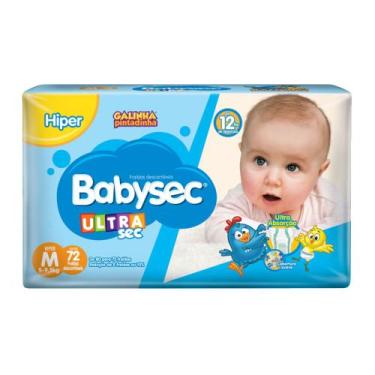 Imagem de Fralda Babysec Ultrasec Hiper Galinha Pintadinha M com 72 unidades, M,