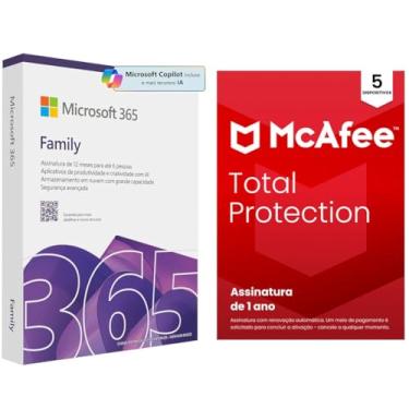 Imagem de Kit Microsoft 365 Family + McAfee Total Protection para 5 dispositivos