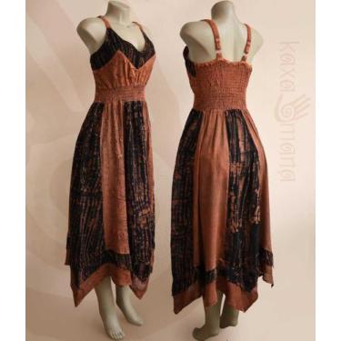Imagem de vestido indiano hippie artesanal boho longo renda VIVE013 - indiana, V