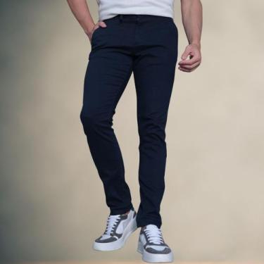 Imagem de Calça Alfaiataria Masculina Slim Fit Esporte Fino Smart Casual Bolso E