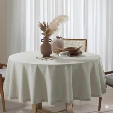Imagem de Toalha de Mesa Redonda 2m Limpa Fácil Dohler Linhares Lisa Natural Beg