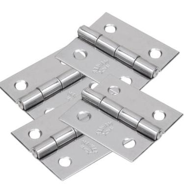 Imagem de Kit 60 Dobradiças Inox 304 38x34mm Com Pino Fixo Reforçada - LAURINDOS