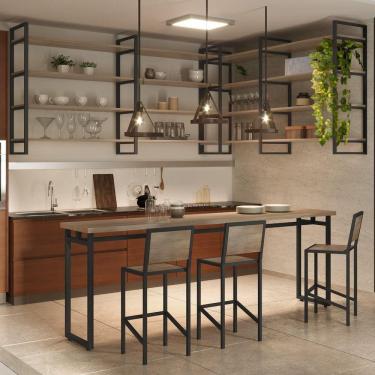 Imagem de Prateleira Industrial em Aço e MDF 1mx40cmx1,8m Elisa Yescasa  Grafite/Siena