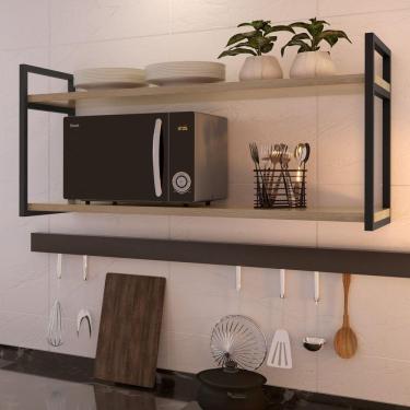 Imagem de Prateleira Industrial em Aço e MDF 40cmx40cmx90cm Elisa Yescasa  Preto/Siena