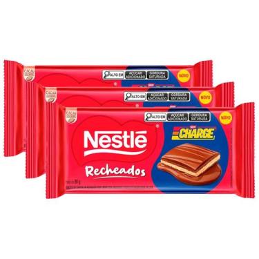 Imagem de Kit Barra de Chocolate Recheados Charge 90g Nestlé - 3 Unidades